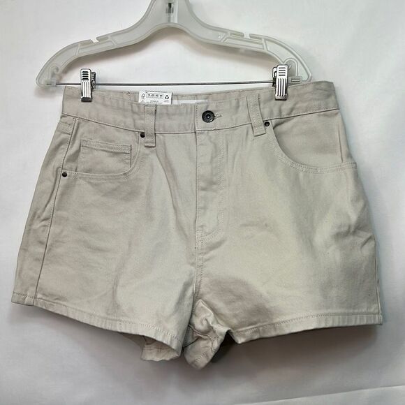 Cotton:On High Mom Denim shorts in soft taupe size 14 NWT - Picture 1 of 12